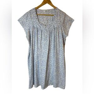 Eileen West Nightgown Size XL White Blue Sleeves Lace Grandma Core